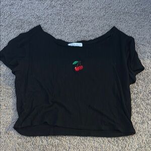 Black Cherry Embroidered Women's Top